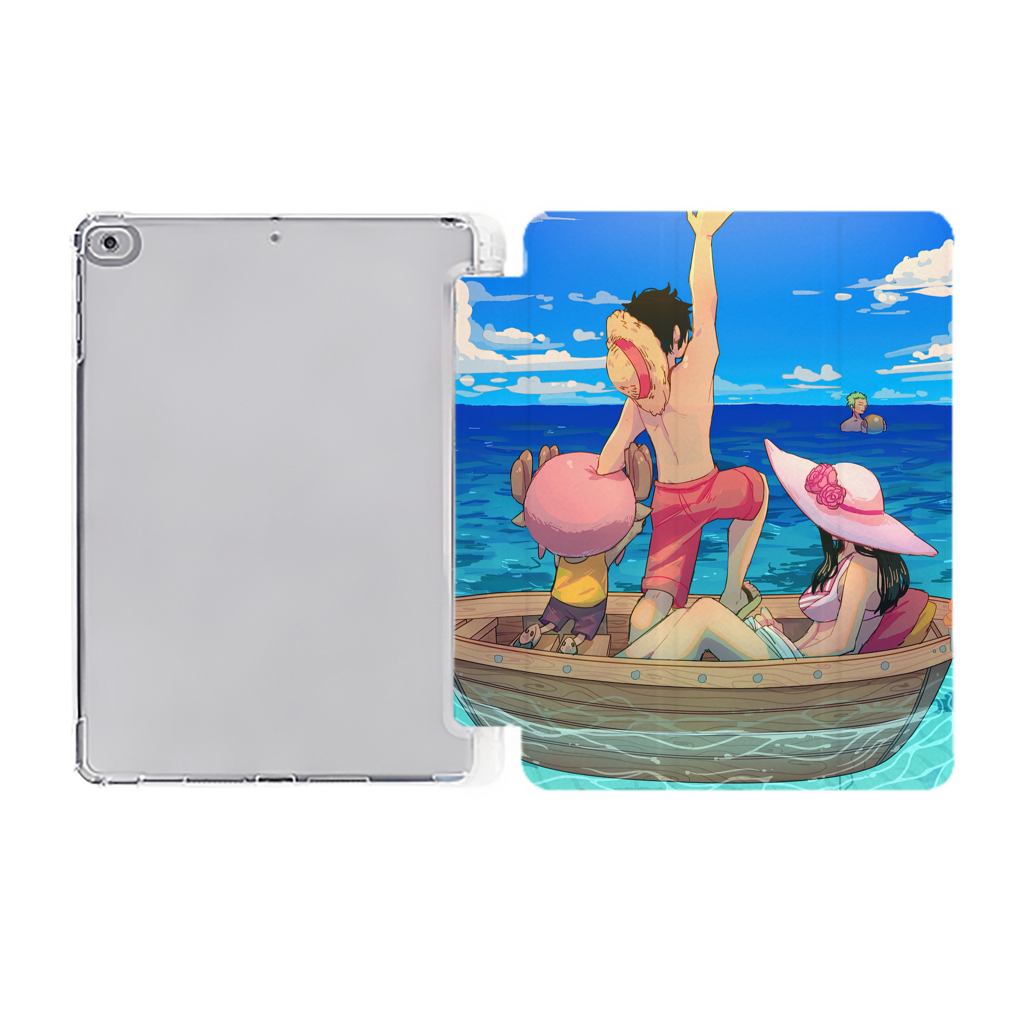 ワンピース ONE PIECE IPad ケース ペン収納付き 三つ折りスタンド PUレザー×シリコン 対応機種9.5/10.5/10.9インチ